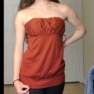 NWOT Sexy Padded Strapless Tube Top Belt Loop Striped Small Medium